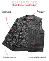 Sinister - Men's Motorcycle Leather Vest - First Manufacturing Company - Flyclothing LLC