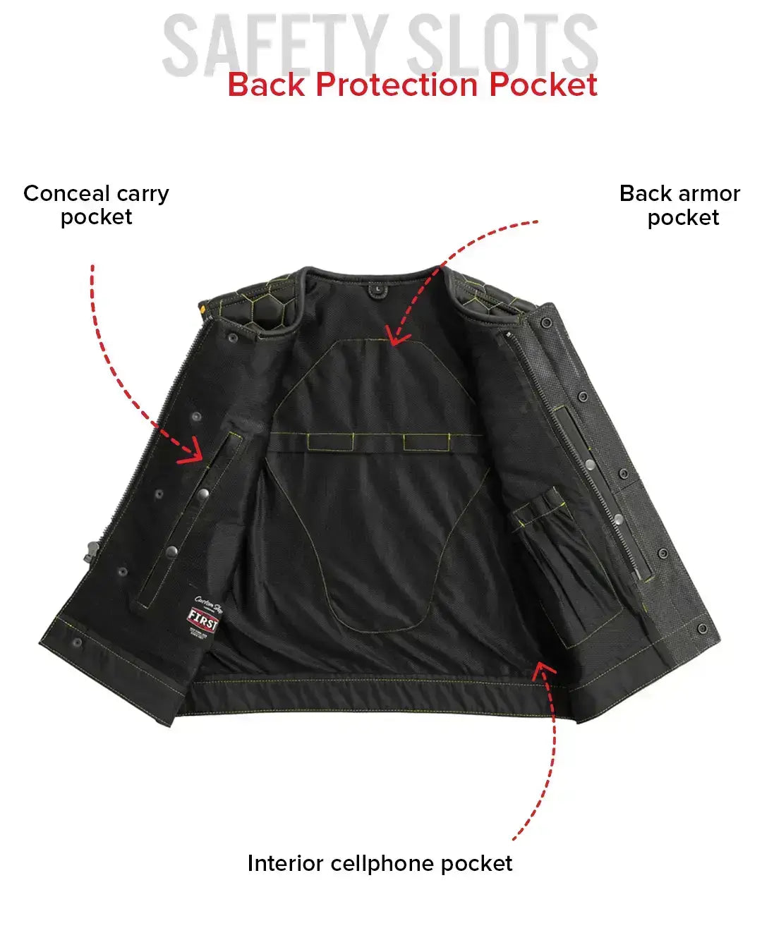 Lowside Hornet Perforated Men's Club Style Leather Vest - First Manufacturing Company - Flyclothing LLC