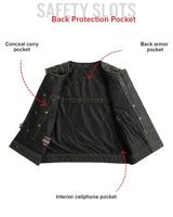 Lowside Hornet Perforated Men's Club Style Leather Vest - First Manufacturing Company - Flyclothing LLC
