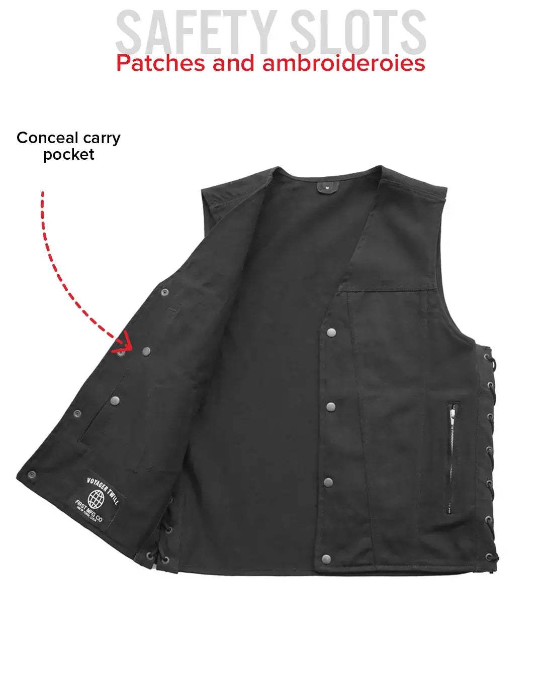 Lone Star Men's Motorcycle Twill Vest - First Manufacturing Company - Flyclothing LLC