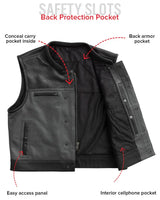 V-Twin Visionary Battleship Perforated Leather Vest - First Manufacturing Company - Flyclothing LLC