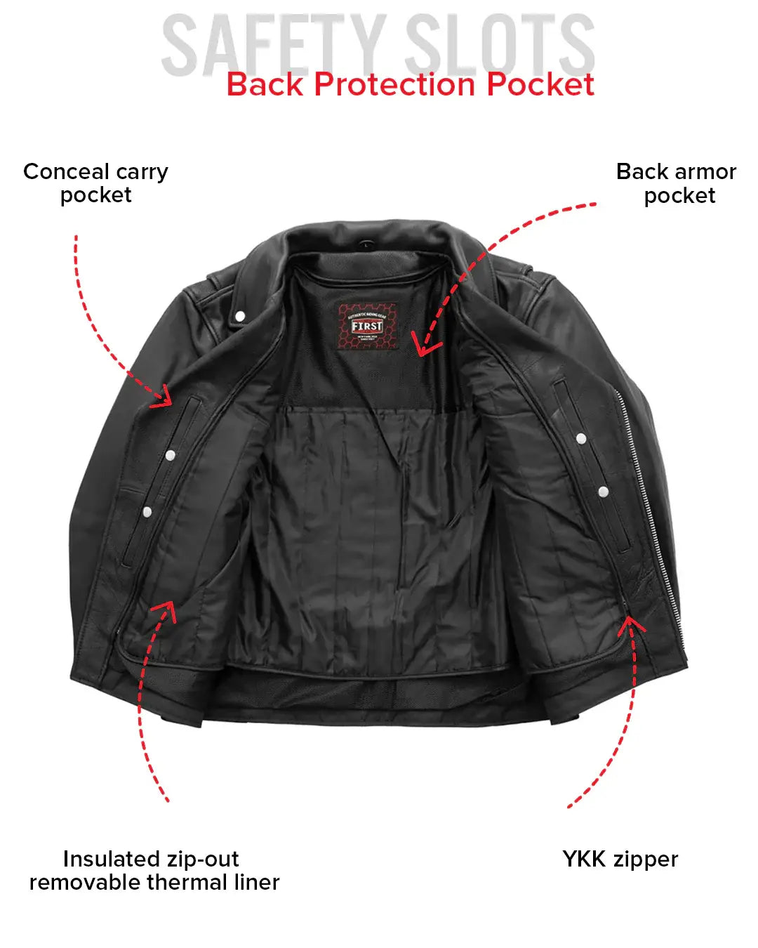 Arnold Men's Motorcycle Leather Jacket - First Manufacturing Company - Flyclothing LLC