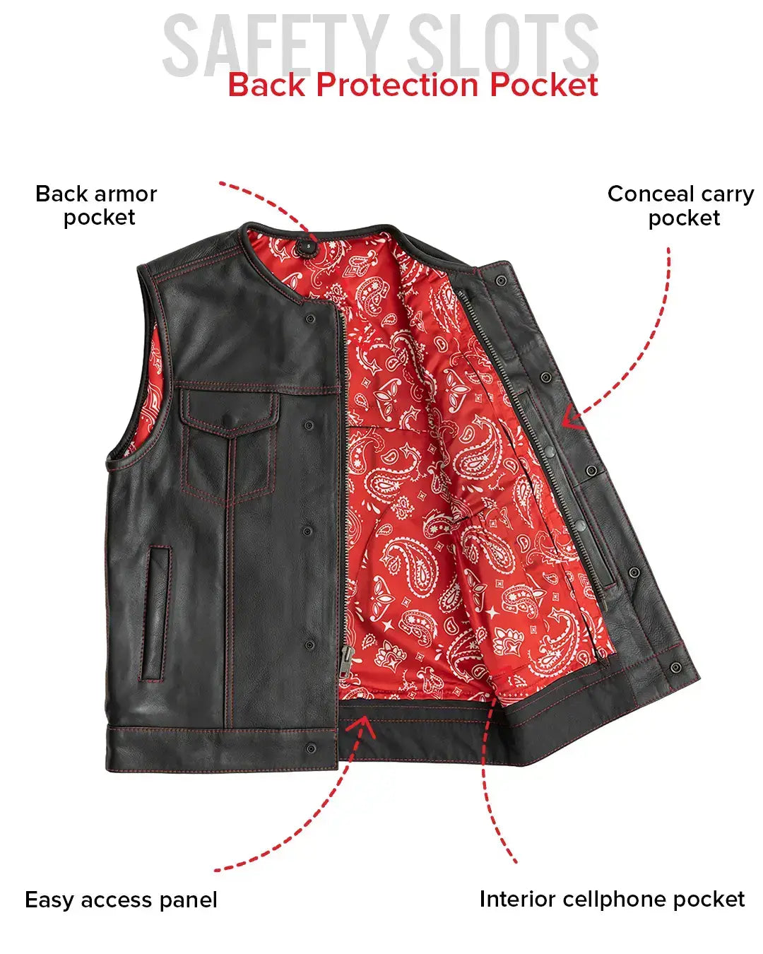 Bandit Men's Leather Motorcycle Vest - First Manufacturing Company - Flyclothing LLC