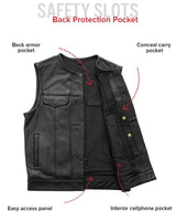 Highside Men's Motorcycle Leather Vest - First Manufacturing Company - Flyclothing LLC