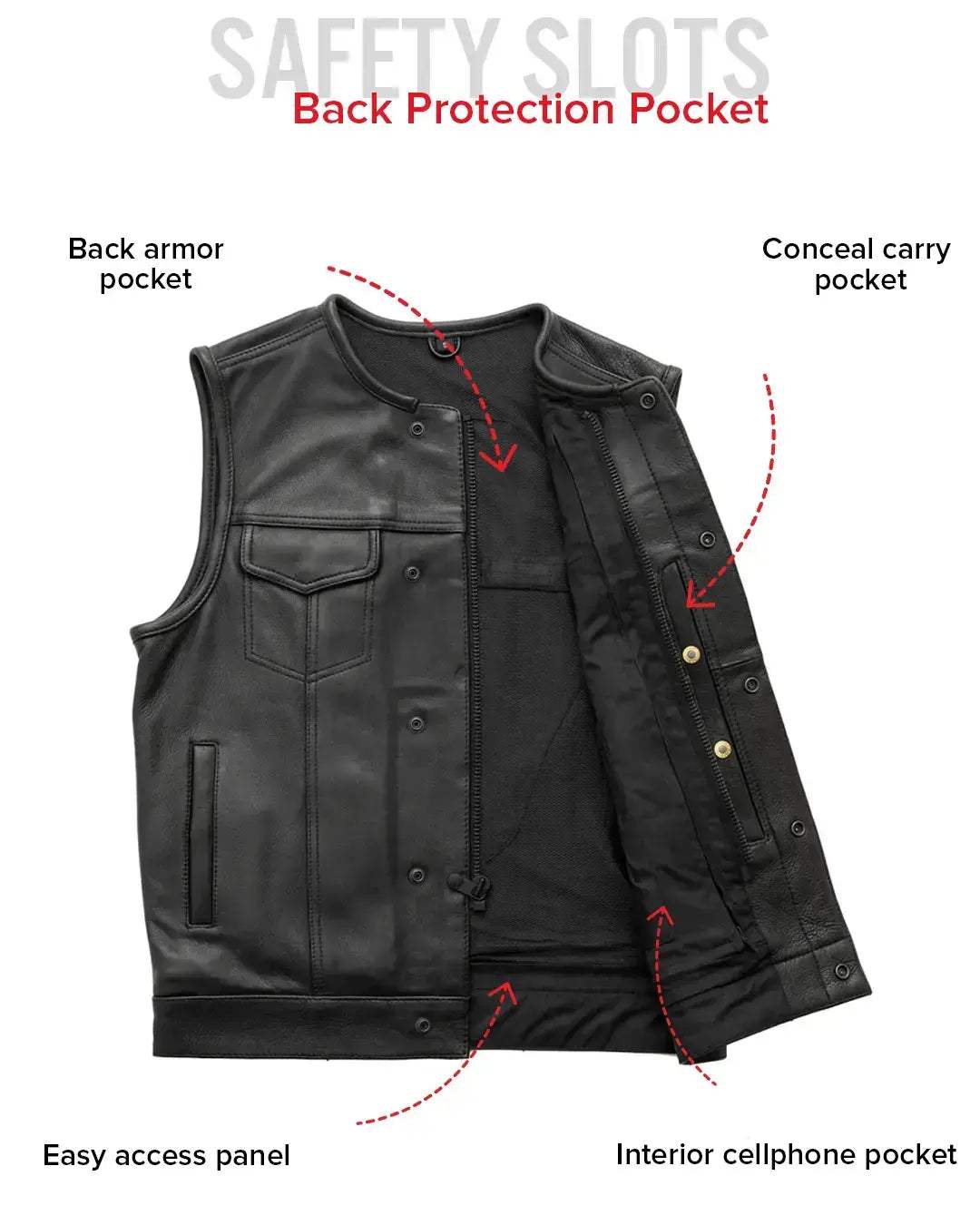 Highside Men's Motorcycle Leather Vest - First Manufacturing Company - Flyclothing LLC