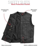 No Rival - Men's Motorcycle Leather Vest - First Manufacturing Company - Flyclothing LLC