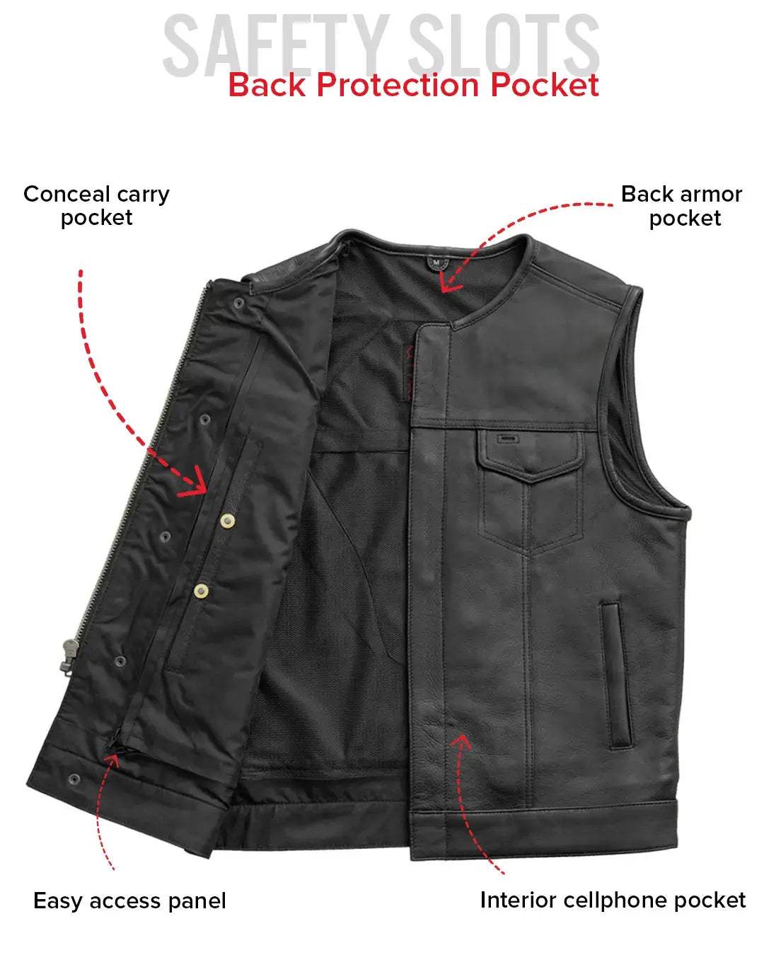 No Rival - Men's Motorcycle Leather Vest - First Manufacturing Company - Flyclothing LLC