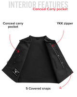 Lowside Black Men's Motorcycle Canvas Vest - First Manufacturing Company - Flyclothing LLC