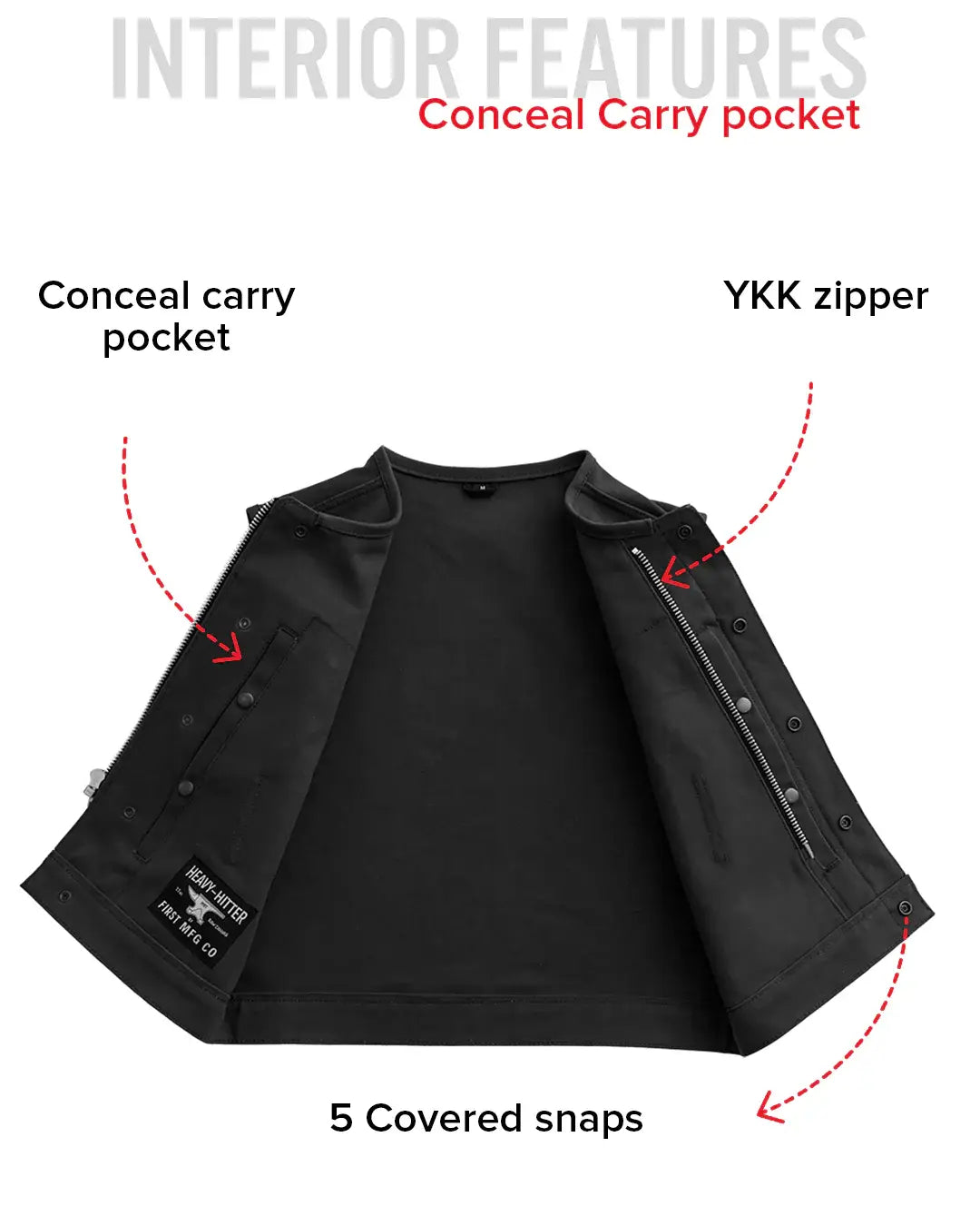 Lowside Black Men's Motorcycle Canvas Vest - First Manufacturing Company - Flyclothing LLC