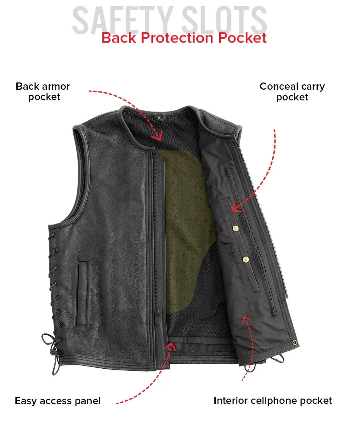 Venom Men's Motorcycle Leather Vest - First Manufacturing Company - Flyclothing LLC