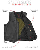 Deadwood Men's Motorcycle Western Style Leather Vest - First Manufacturing Company - Flyclothing LLC