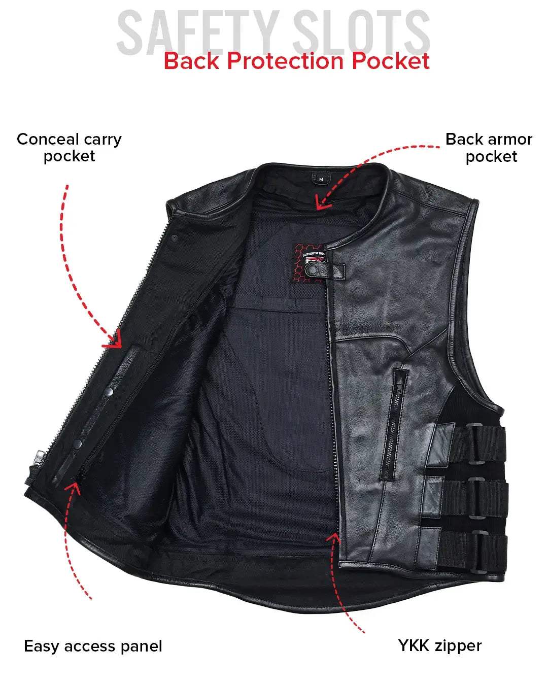 Commando Men's Leather Swat Style Motorcycle Vest - First Manufacturing Company - Flyclothing LLC