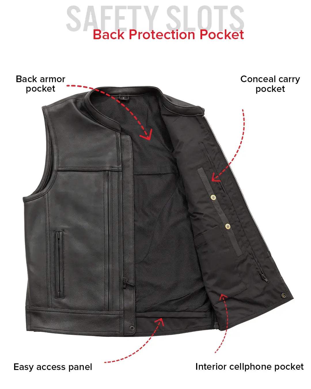 Rampage - Men's Motorcycle Leather Vest - First Manufacturing Company - Flyclothing LLC