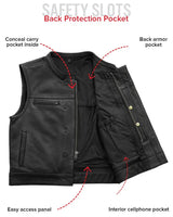 Lowrider Men's Motorcycle Leather Vest - First Manufacturing Company - Flyclothing LLC