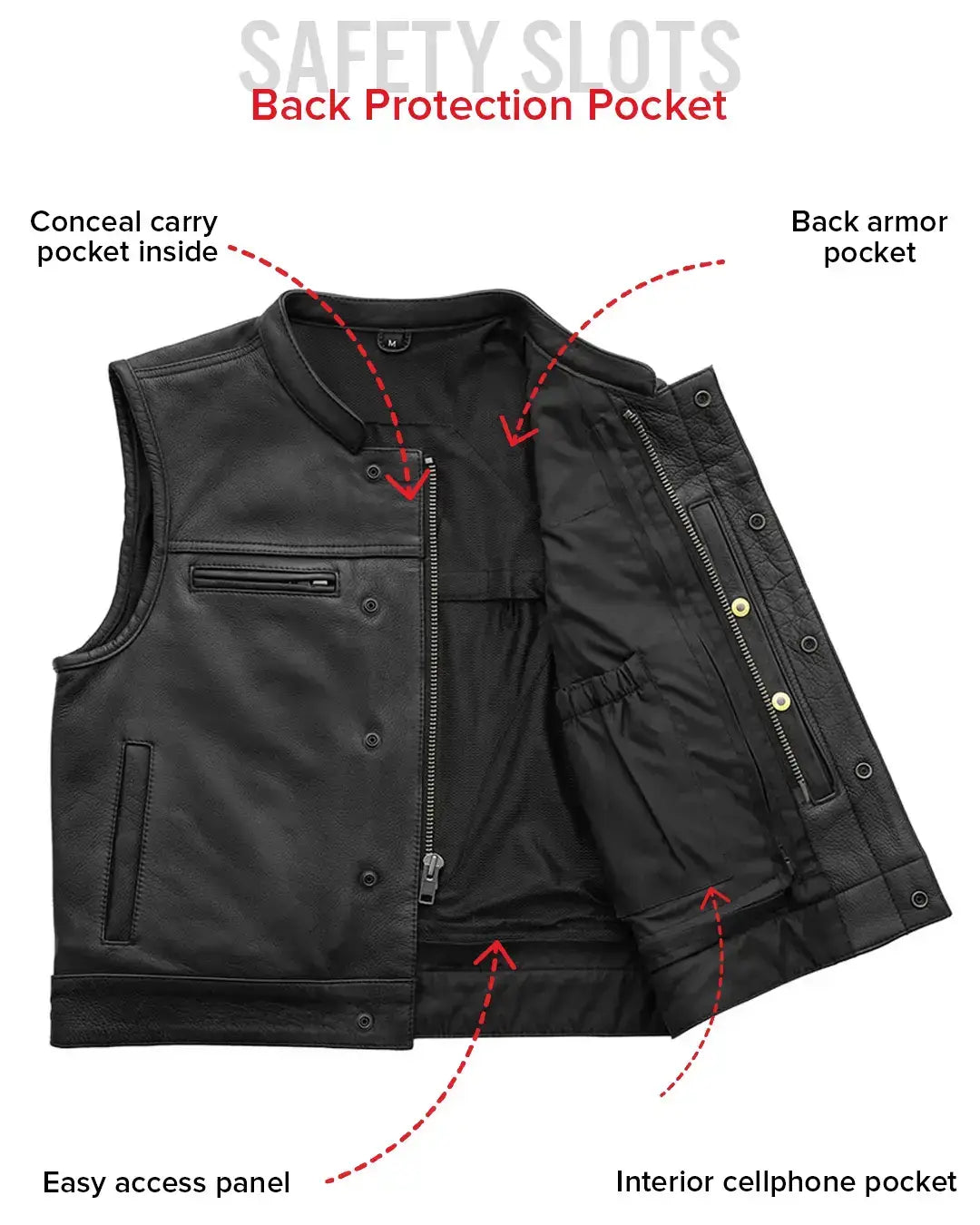 Lowrider Men's Motorcycle Leather Vest - First Manufacturing Company - Flyclothing LLC