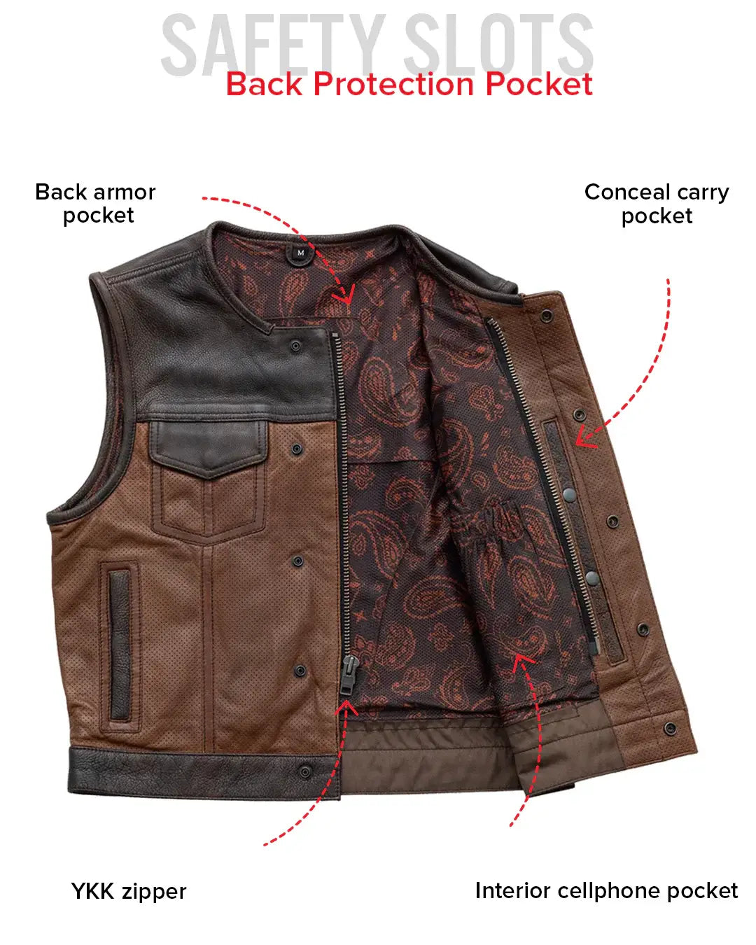 Lowside Gunner Men's Perforated Leather Vest - First Manufacturing Company - Flyclothing LLC