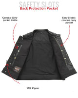 Lowrider Men's Motorcycle Leather/Twill Vest - First Manufacturing Company - Flyclothing LLC