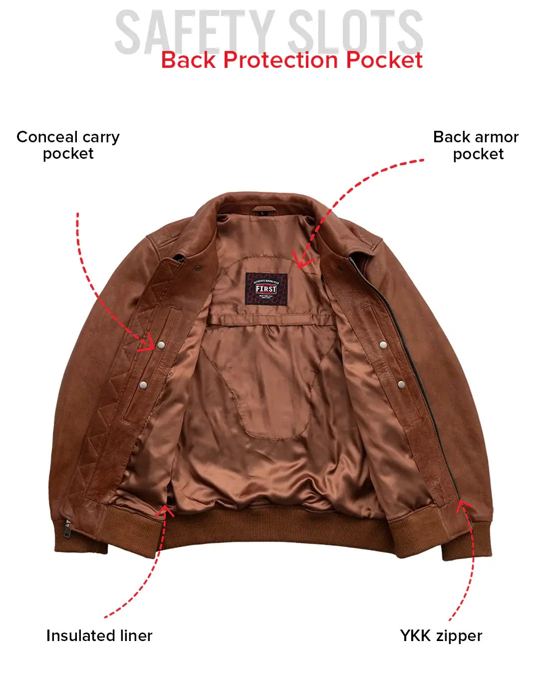 Moto Bomber - Men's Leather Jacket - First Manufacturing Company - Flyclothing LLC
