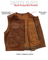 Lowside Men's Perforated Motorcycle Leather Vest - First Manufacturing Company - Flyclothing LLC
