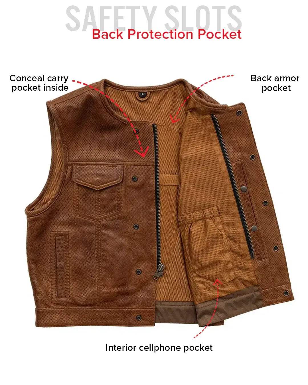 Lowside Men's Perforated Motorcycle Leather Vest - First Manufacturing Company - Flyclothing LLC