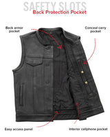 Hotshot Men's Motorcycle Leather Vest - First Manufacturing Company - Flyclothing LLC