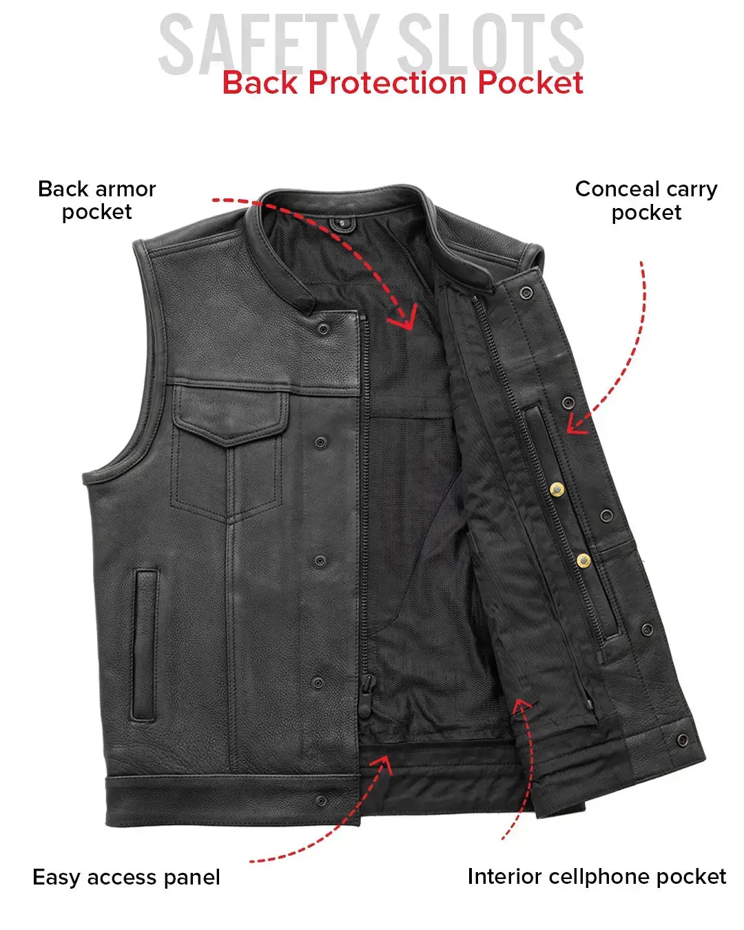 Hotshot Men's Motorcycle Leather Vest - First Manufacturing Company - Flyclothing LLC