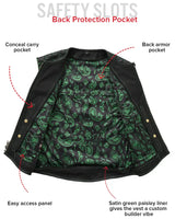 Tactical Emerald Men’s Motorcycle Leather Vest - First Manufacturing Company - Flyclothing LLC