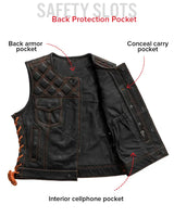 Bonnie Perforated Women's Motorcycle Leather Vest - First Manufacturing Company - Flyclothing LLC