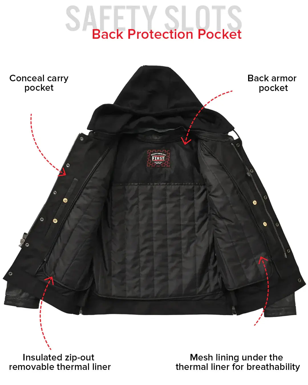 Nightstrike Men’s Motorcycle Leather Jacket - First Manufacturing Company - Flyclothing LLC