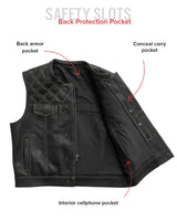 Downside Perforated Men's Motorcycle Leather Vest - First Manufacturing Company - Flyclothing LLC