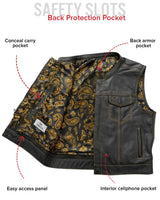 The Club Cut Men's Motorcycle Leather Vest, Multiple Color Options - First Manufacturing Company - Flyclothing LLC