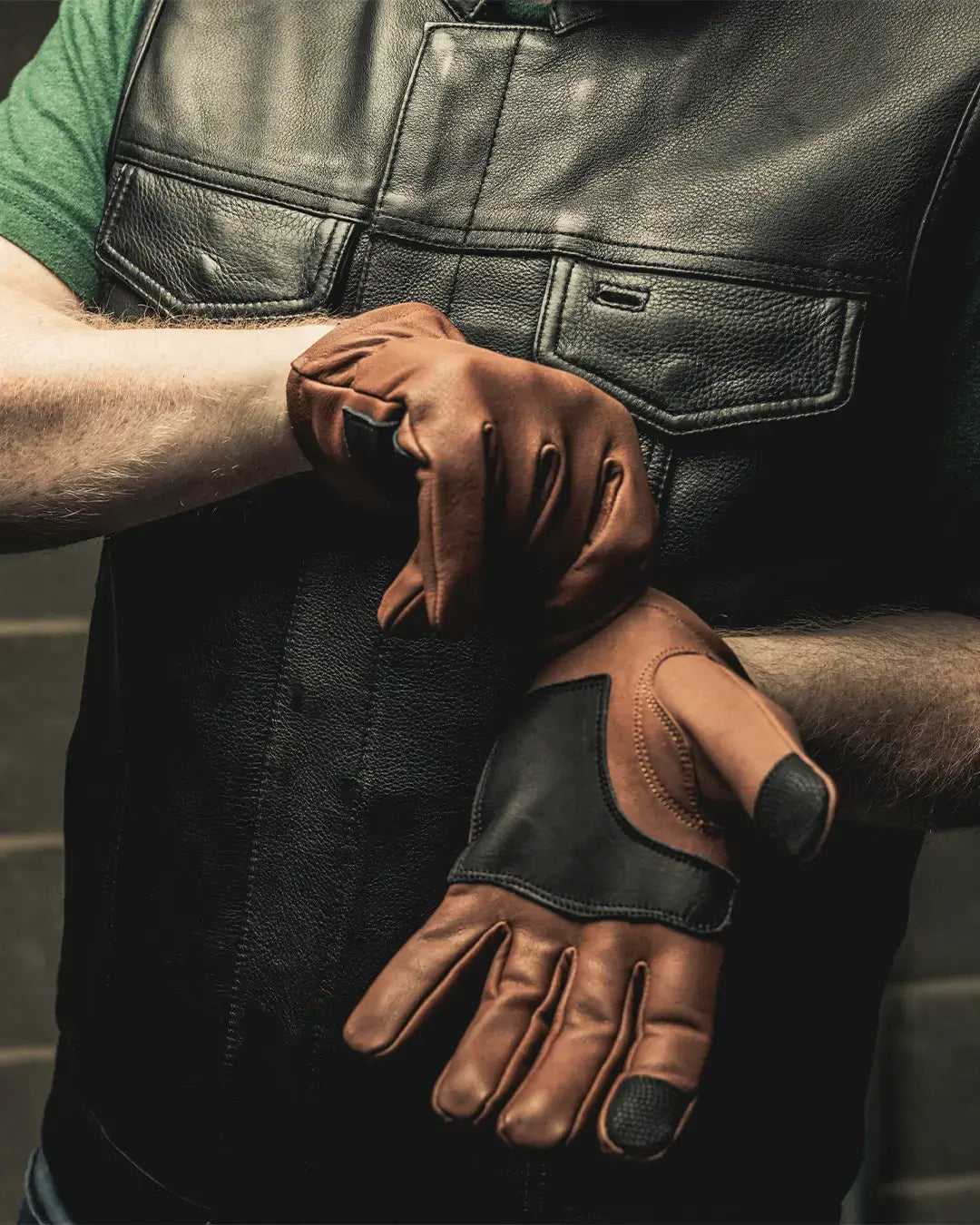 Roper DBL Palm Men's Motorcycle Leather Gloves - First Manufacturing Company - Flyclothing LLC