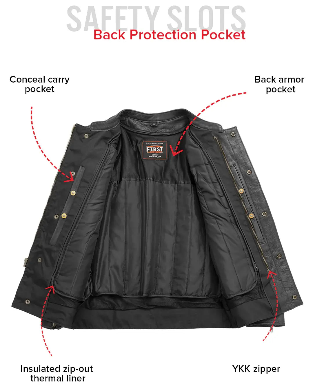 Raider Men's Motorcycle Leather Jacket - First Manufacturing Company - Flyclothing LLC