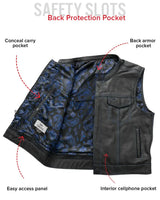 The Club Cut Men's Motorcycle Leather Vest, Multiple Color Options - First Manufacturing Company - Flyclothing LLC