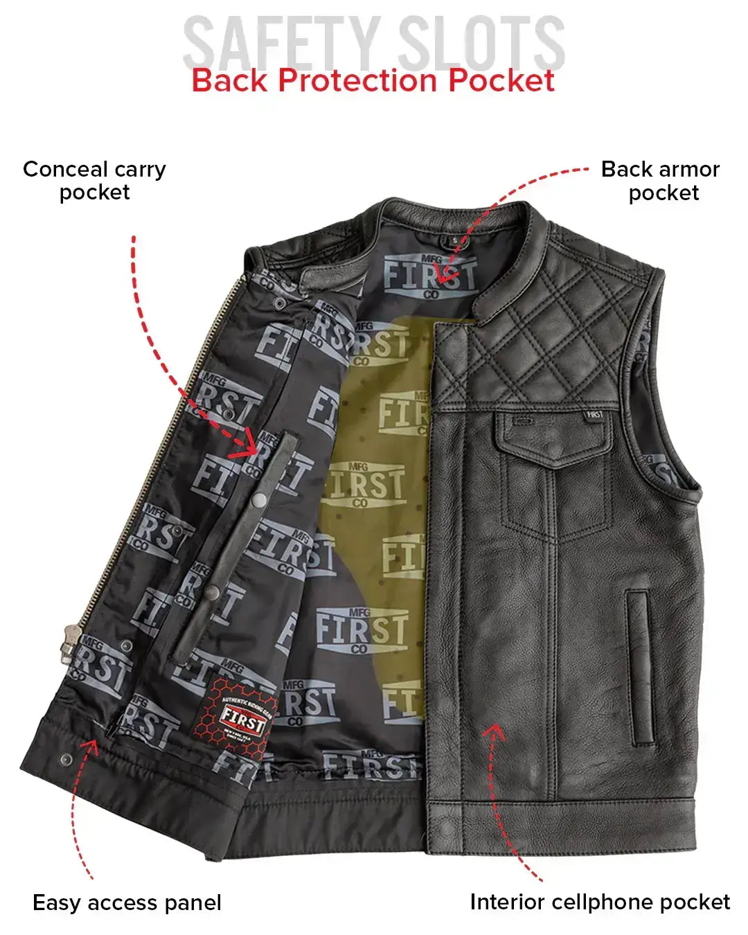 FMCo Men's Signature Leather Vest - First Manufacturing Company - Flyclothing LLC