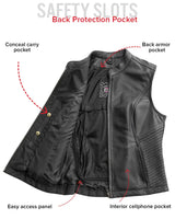 Nina Women's Motorcycle Leather Vest - First Manufacturing Company - Flyclothing LLC