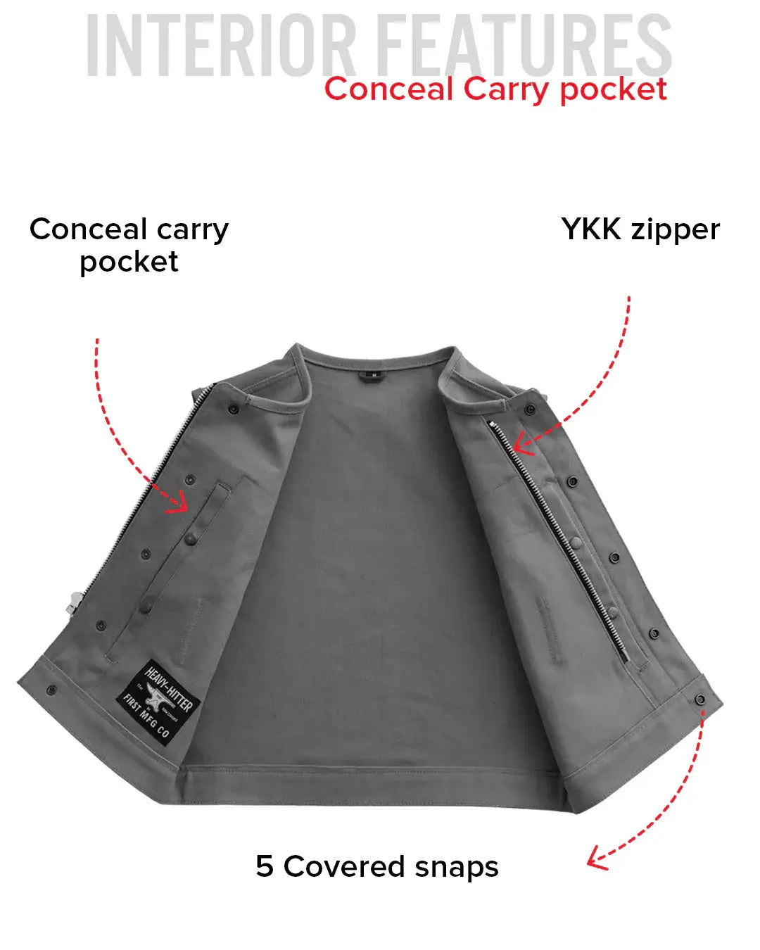 Lowside Grey Men's Motorcycle Canvas Vest - First Manufacturing Company - Flyclothing LLC