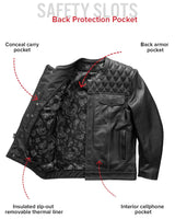 Cinder Men's Cafe Style Leather Jacket - First Manufacturing Company - Flyclothing LLC