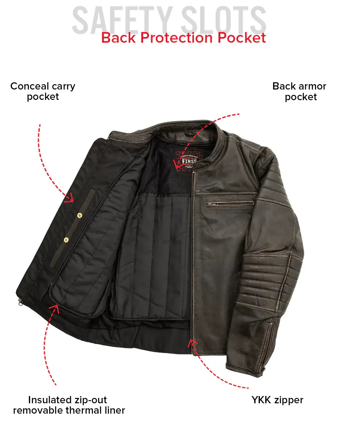 Commuter Men's Motorcycle Leather Jacket - First Manufacturing Company - Flyclothing LLC