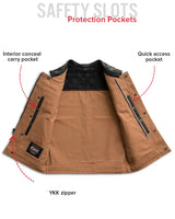 Hunt Club Motorcycle Leather Canvas Vest - First Manufacturing Company - Flyclothing LLC