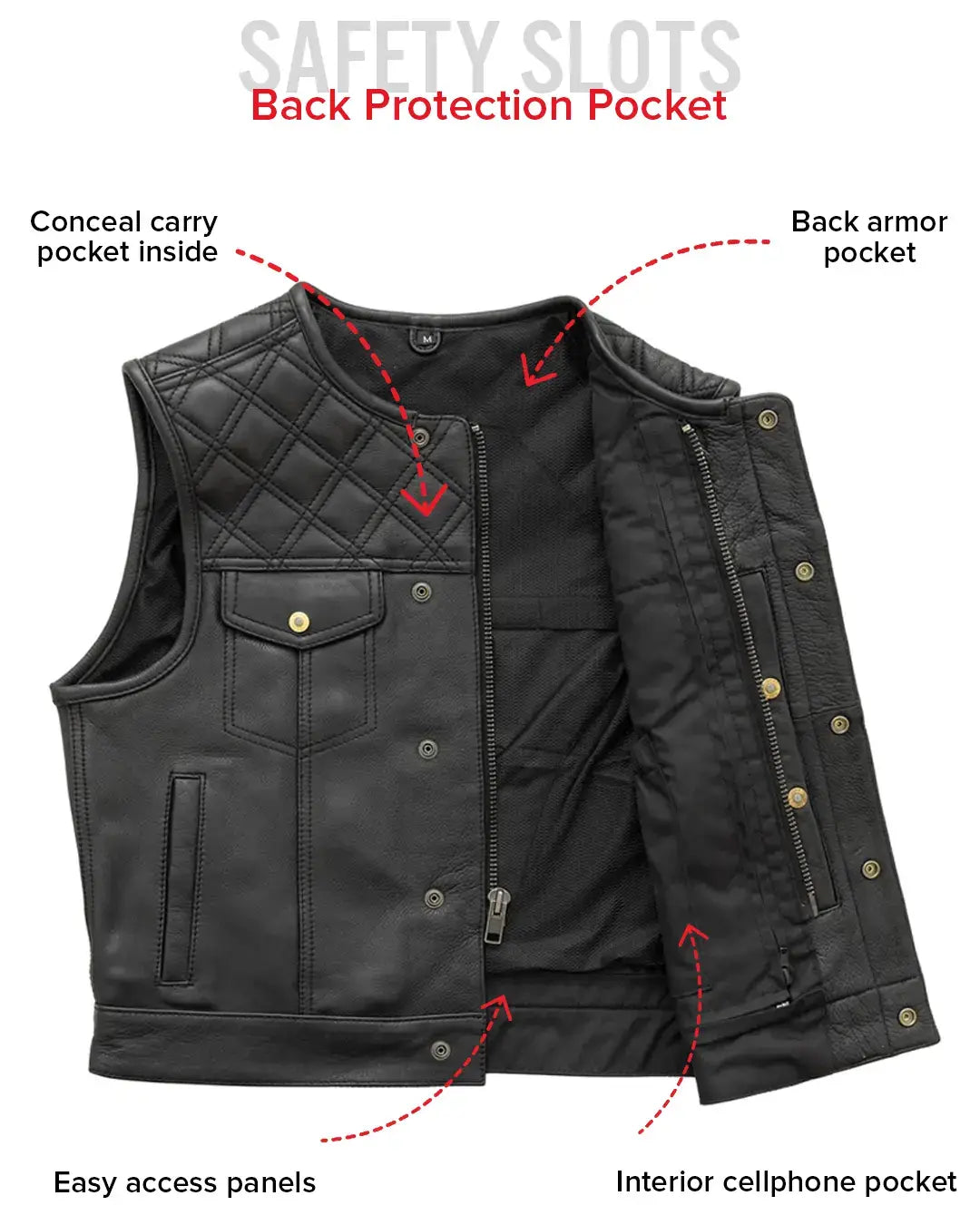 Shell Shock Men's Motorcycle Leather Vest (limited edition) - First Manufacturing Company - Flyclothing LLC