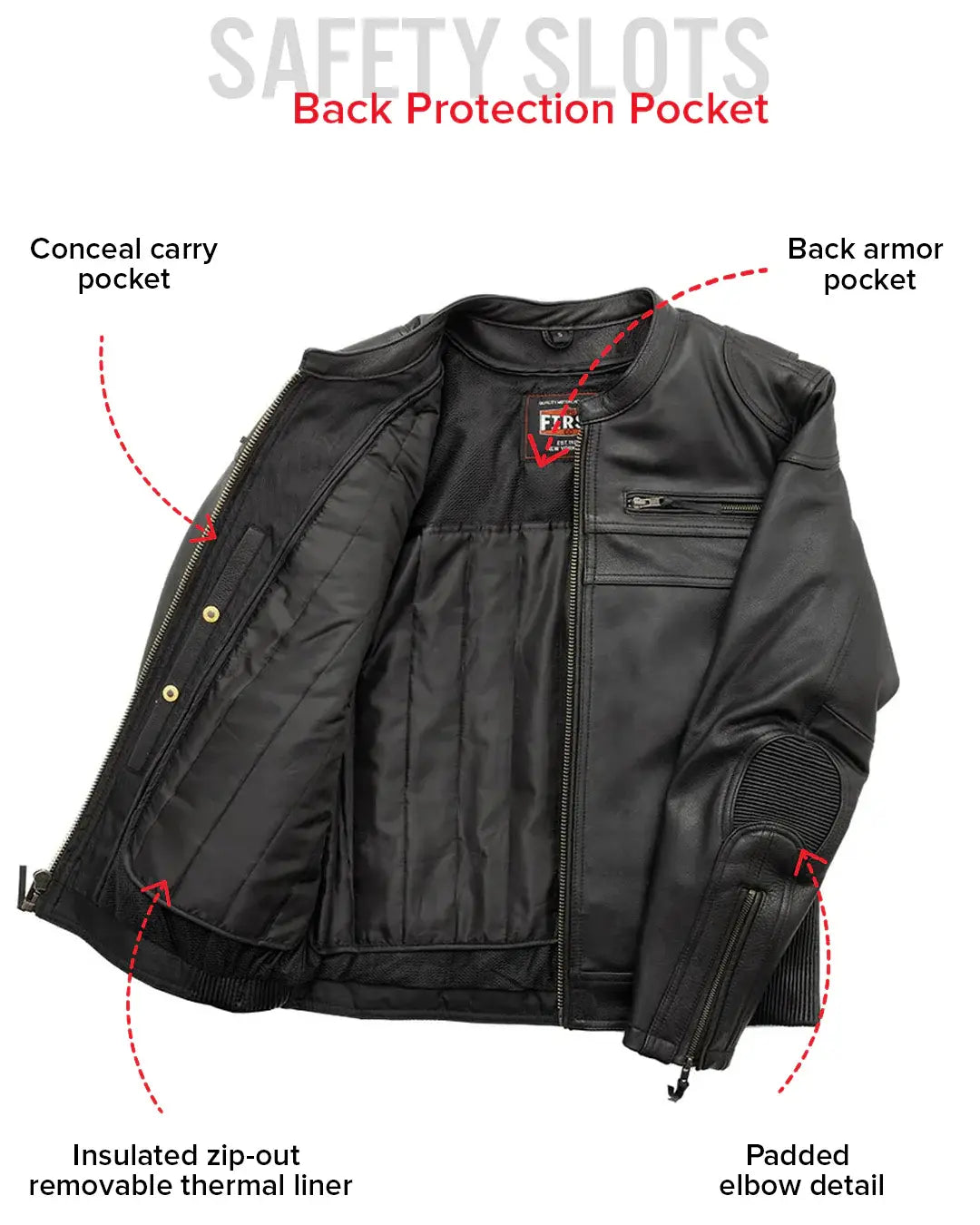 Nemesis Men's Motorcycle Leather Jacket - First Manufacturing Company - Flyclothing LLC