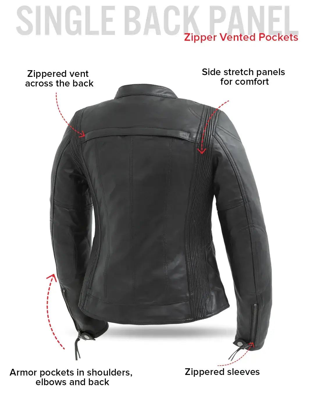 Supastar - Womens Motorcycle Leather Jacket - First Manufacturing Company - Flyclothing LLC