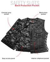 Bonnie - Women's Motorcycle Leather Vest - Diamond Quilt - First Manufacturing Company - Flyclothing LLC