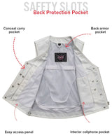 Beryl - Women's Motorcycle Leather Vest - White - First Manufacturing Company - Flyclothing LLC