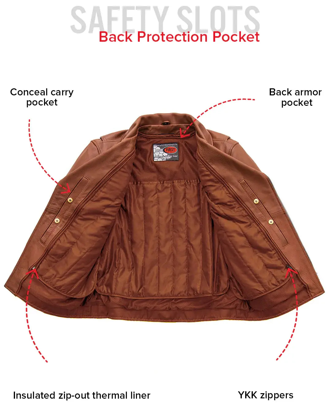 Fillmore Men's Motorcycle Leather Jacket - First Manufacturing Company - Flyclothing LLC