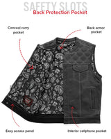 Downside Men's Motorcycle Leather Vest - First Manufacturing Company - Flyclothing LLC