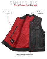 Downside Perforated Men's Motorcycle Leather Vest - First Manufacturing Company - Flyclothing LLC