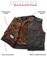 The Club Cut Men's Motorcycle Leather Vest, Multiple Color Options - First Manufacturing Company - Flyclothing LLC