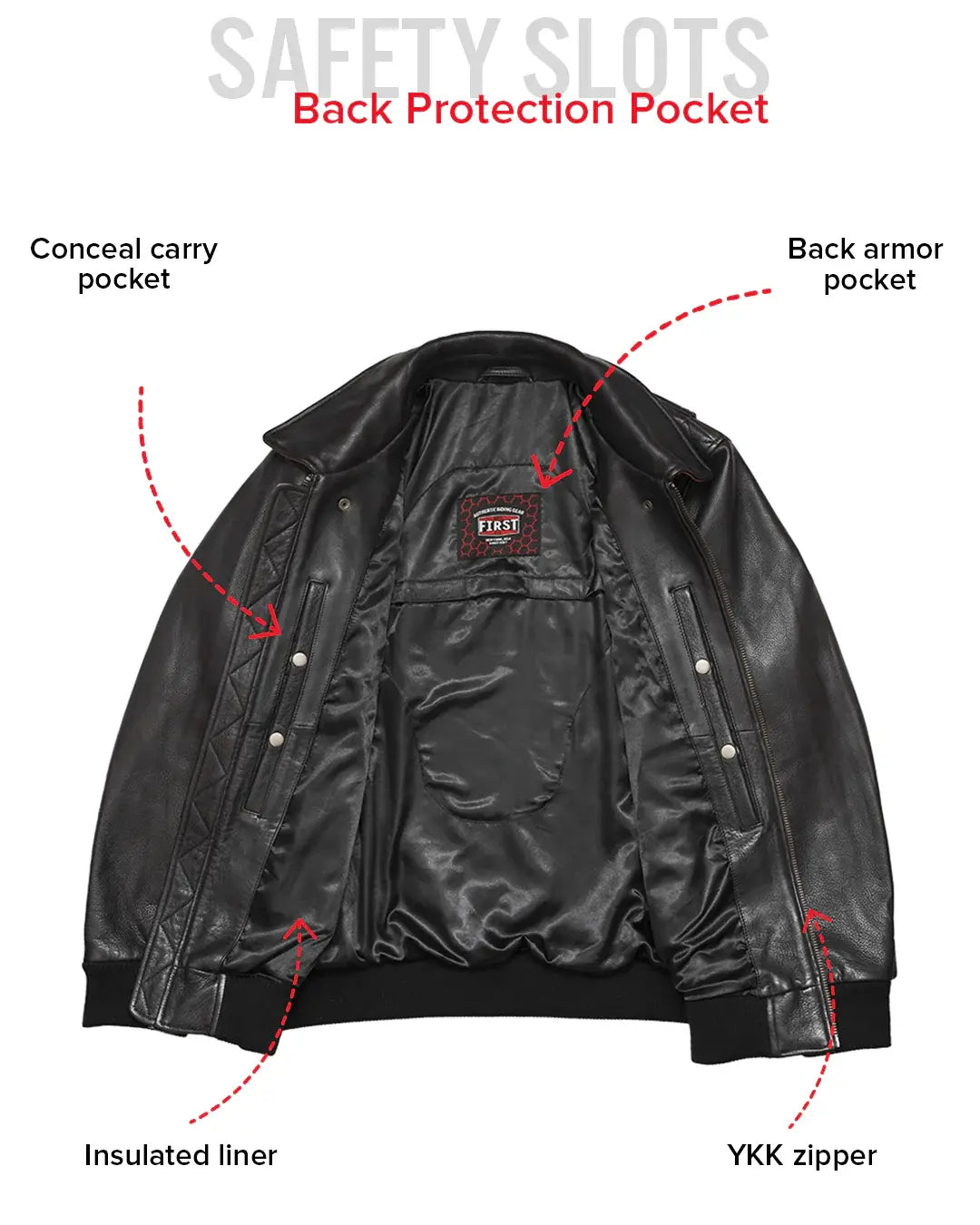 Moto Bomber - Men's Leather Jacket - First Manufacturing Company - Flyclothing LLC